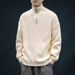 Men's Half-Zip Sweater – Oversized Knit Pullover With Stand Collar (Gray/Black/Green/Beige, M-3XL)_viptrois.com