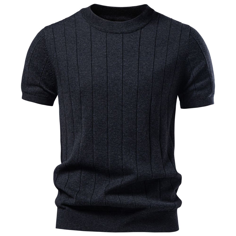 Men's 100% Cotton Short Sleeve Knit Shirt, Relaxed Fit Business Casual Top For Spring Summer Soft Washed Finish_viptrois.com