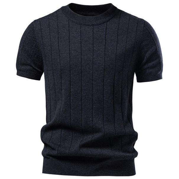 Men's 100% Cotton Short Sleeve Knit Shirt, Relaxed Fit Business Casual Top For Spring Summer Soft Washed Finish_viptrois.com