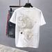 2025 Summer New Men's Handsome Short-sleeved T-shirt Fashion National Trend Loose Tiger Embroidered Half-sleeved Versatile Top_viptrois.com