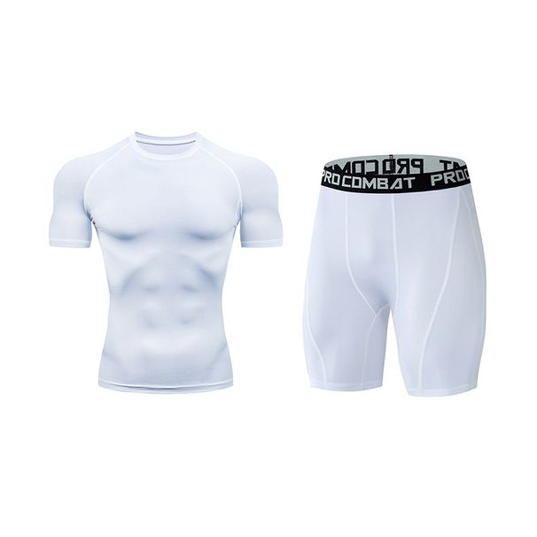 Men's Clothing new men's sports short sleeved shorts fitness tight compression yoga quick drying breathable suit_viptrois.com