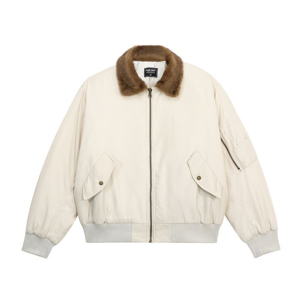 American Style Fur Collar Thickened MA1 Pilot Coat For Men And Women Winter Retro Couple Warm Cotton Jacket Trendy_viptrois.com