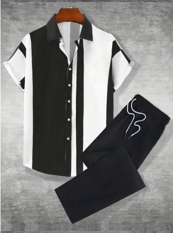 Men's Clothing Casual Fashion Short Sleeved Shirt Trousers Shirt 3D Digital Printing Suit_viptrois.com