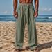 Men's Clothing Men's Linen Beach Pants Large Size Outdoor Travel Trousers Casual Breathable Pants_viptrois.com