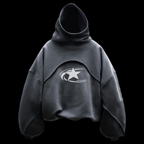 Men's Clothing Contrast Color Stitching Hoodie Retro Cape Loose High Street Fashion Brand Sweatshirt_viptrois.com