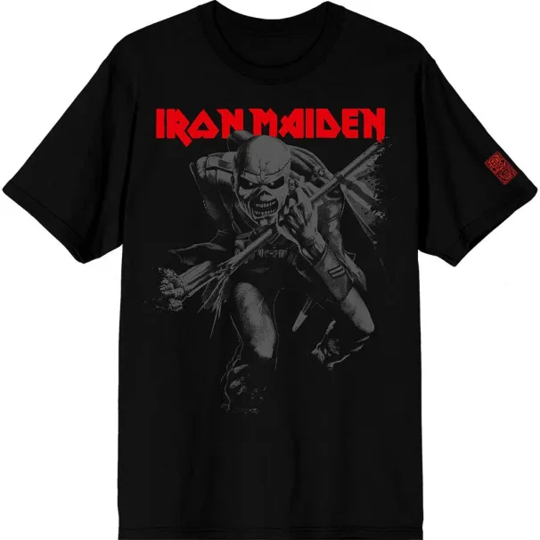 Iron Maiden T-Shirt Mens Womens Tees Top: 50 Trooper Crop Grey (Black) (Sleeve Print) OFFICIAL NEW_viptrois.com