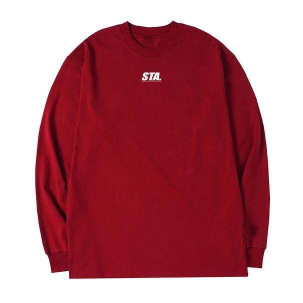 Men's Clothing Spring and Autumn new round neck black and white basic logo pure cotton long sleeved T shirt men and women loose casual hip hop couple_viptrois.com