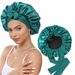 double layer satin nightcap, ribbon style women's round hat, double sided wide brimmed high elastic hair care hat_viptrois.com