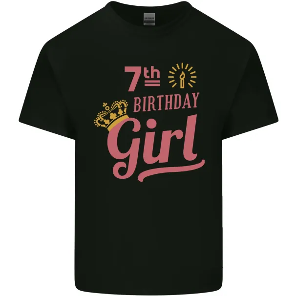 7th Birthday Girl 7 Year Old Princess T-Shirt Mens Womens Tees Top Childrens_viptrois.com