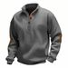 Cross-Border American Style Autumn Winter Jacquard Ribbed Western Denim Sports Fashion Casual Men's Long Sleeve Stand_viptrois.com