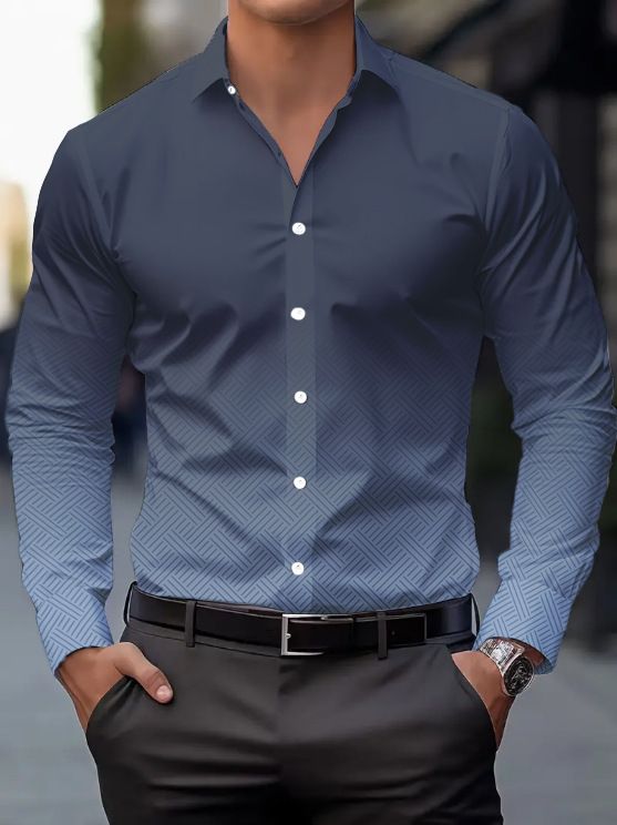 Men's Formal Casual Shirts Spring And Autumn Cross Border Hot Selling Digital Printing Gradient Color Comfortable Breathable Lapel Tops_viptrois.com