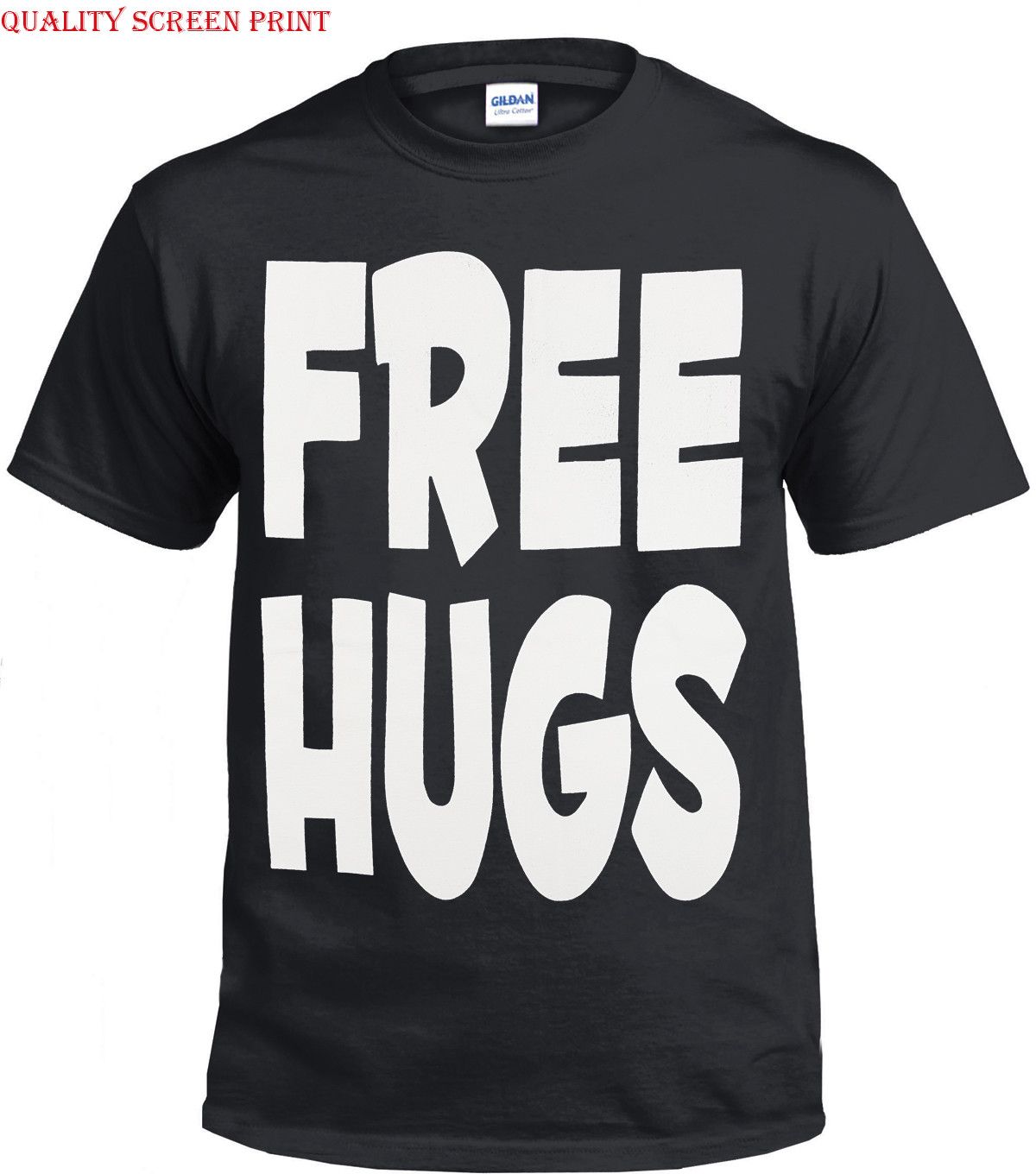 FREE HUGS 100% Cotton T-shirt Mens Tees Top FUNNY JOKE HUMOUR COOL NOVELTY PRESENT GIFT PARTY XMAS Top_viptrois.com