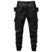 Man's clothing Coated waxed pants overalls men's motorcycle loose leisure heavy industry functional wind leg pants_viptrois.com