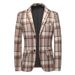 Men's Clothing Spring And Autumn New Men's Suits Fashion Casual Plaid Print Youth Wedding Dress Men's Suit_viptrois.com