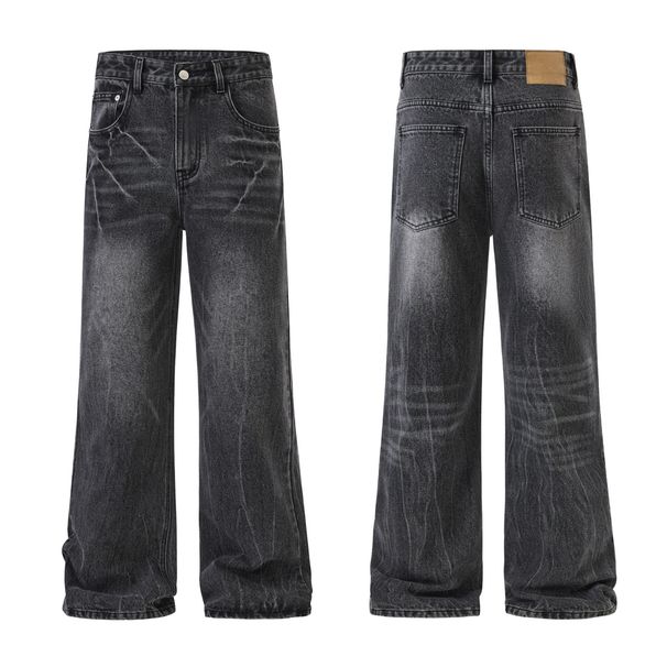 Men's Clothing & Archer0603 & Designer Lightning Crack Washed Jeans American Retro Slightly Flared Loose Pants Men's Trendy Brand_viptrois.com