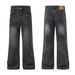 Men's Clothing & Archer0603 & Designer Lightning Crack Washed Jeans American Retro Slightly Flared Loose Pants Men's Trendy Brand_viptrois.com