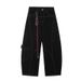 Men's High Street Deconstructed Jeans - Wide-Leg Cargo Pants With Asymmetrical Hem (Wine Red/Black)_viptrois.com