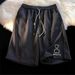 Men's Waffle Pattern Shorts With Bear Print - Casual Breathable Summer Shorts For Street Style_viptrois.com