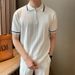 Summer New Short Sleeve Knitted Men's Half Zipper Polo Shirt Flip Collar Business Trendy T-Shirt_viptrois.com