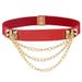 Punk Gold Rivet Women's Lazy Belt Ladies Elastic Wide Waistband Metal Waist Chain_viptrois.com