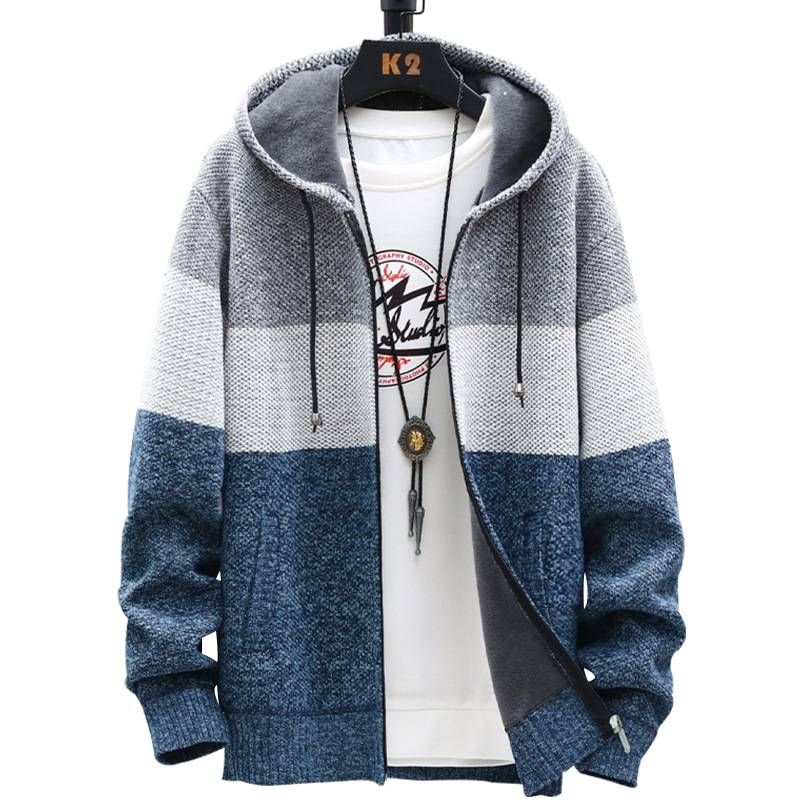 Men's Clothing Sweater Jacket Autumn And Winter Hooded Casual Loose Sweater Thick Handsome Jacket_viptrois.com