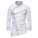 Men's Clothing Casual Stand Up Collar Color Matching Shirt Oblique Hem Long Sleeved Shirt_viptrois.com