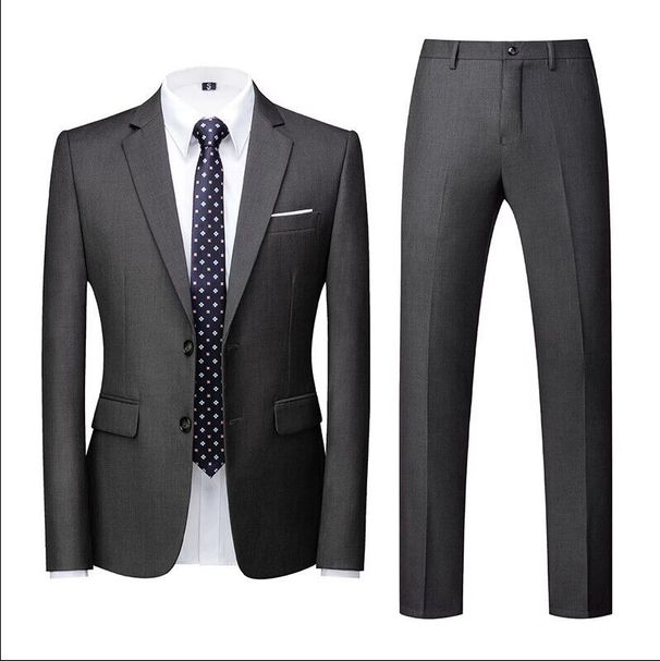 Men's Clothing Four Seasons Light Business Korean Men's Slim Date Suit Two-piece Suit Groom Wedding Banquet Dress Studio Suit_viptrois.com