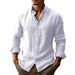 Men's Button Down Shirt Long Sleeved Solid Color Stand Collar Available_viptrois.com