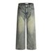 American Punk Vintage Washed Denim Wide-Leg Men's Versatile Loose Dad Faded Wasteland Straight-Leg Pants_viptrois.com