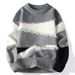 New Product Fashion Knitwear Pullovers Youth/Men Acrylic Round Collar Splicing Jacquard Long Sleeve Straight Type Thick Sweater_viptrois.com
