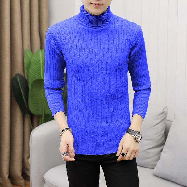 Men's Clothing Autumn And Winter Turtleneck Sweater Slim Solid Color Pullover Bottoming Knitted Sweater_viptrois.com