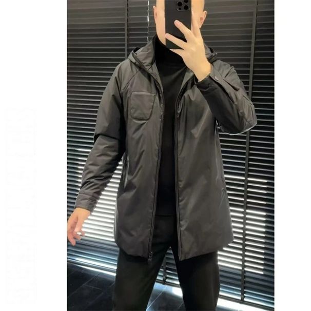 Men's Business Mid-Length Fashion Loose Warm Trendy Simple Handsome Hooded Casual Jacket Cotton Coat For Men_viptrois.com
