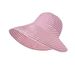 Summer Contrast Color Striped Big Brim Fisherman Hat Japanese Style Foldable Sun Hat Female Outdoor Fashion Sun Hat_viptrois.com