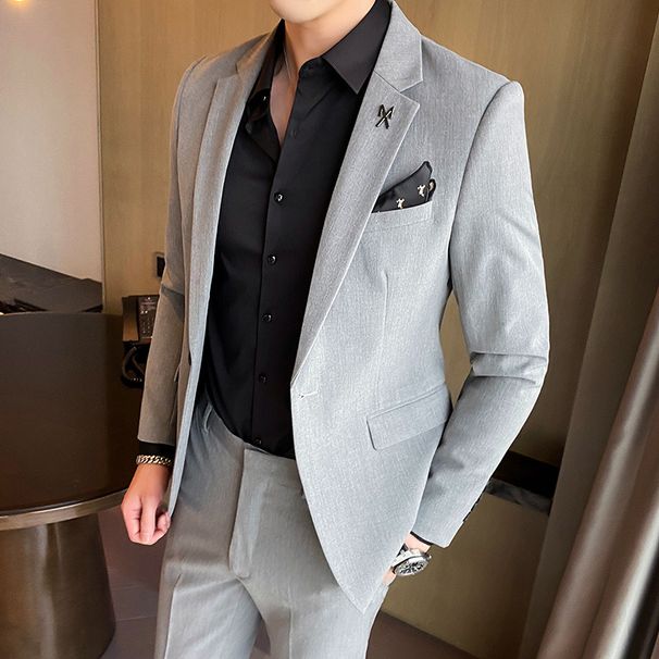Slim Fit Men's Suit Set - Lightweight Business Casual Blazer & Trousers For Wedding, Office & Formal Occasions_viptrois.com