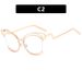 Women's Eyeglasses Folding Curved Leg Cat Eye Large Frame Hollow Flat Glasses New Metal Glasses Frame Ins Concave Shape Anti Blue Light_viptrois.com