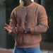 Pure Ouma Cross-Border Foreign Trade Autumn Winter New 2023 Cotton Sports Men's Solid Color Waffle Round Neck Pullover Knit_viptrois.com