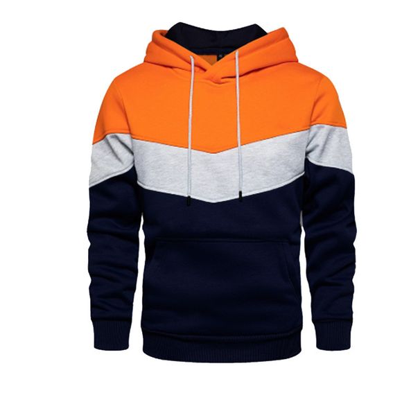 Men's Color-Block Hoodie | Oversized Fleece-Lined Pullover With Side Pockets | Streetwear Essential (White, Khaki, Yellow, Orange, Red)_viptrois.com