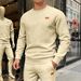 New Arrival Outdoor Casual Sports Men's Simple Commuting Loose Textured Crew Neck Sweatshirt_viptrois.com
