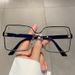 New Retro Boxy Personalized Contrasting Color Flat Mirror, European And American Style Instagram Trendy Versatile Fashion Anti Blue Light Mirror_viptrois.com
