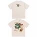 Autumn Winter New Design American Street Style H-painted Angel Earth Print Long-sleeve T-shirt Loose Washed Trendy_viptrois.com