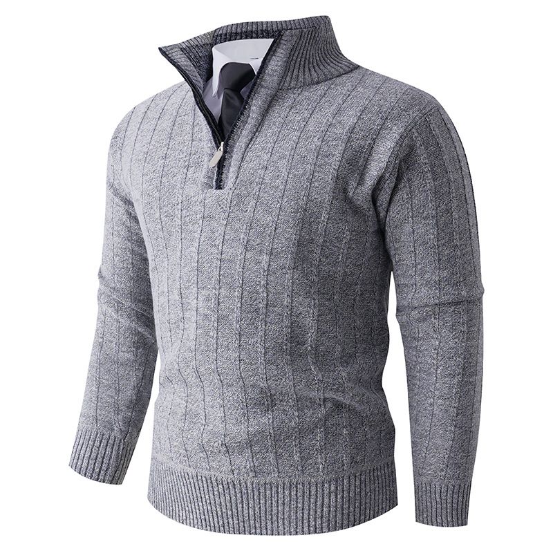 Men's Clothing Men's Autumn Knit Sweater – Half-Zip Pullover (Breathable, Anti-Wrinkle, 4 Sizes, 3 Colors)_viptrois.com