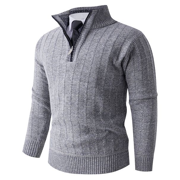 Men's Clothing Men's Autumn Knit Sweater – Half-Zip Pullover (Breathable, Anti-Wrinkle, 4 Sizes, 3 Colors)_viptrois.com