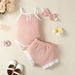 Kids' Clothing Girls Summer Sling Solid Color Romper Suit_viptrois.com