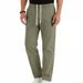 Men's Clothing Summer Men's Commuter Casual Trousers High Street Style Simple Sporty Loose Fit Drawstring Straight Leg Breathable_viptrois.com