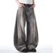 Men's Clothing Wash Jeans Retro And Handsome Vintage Wide Leg Scimitar Pants_viptrois.com