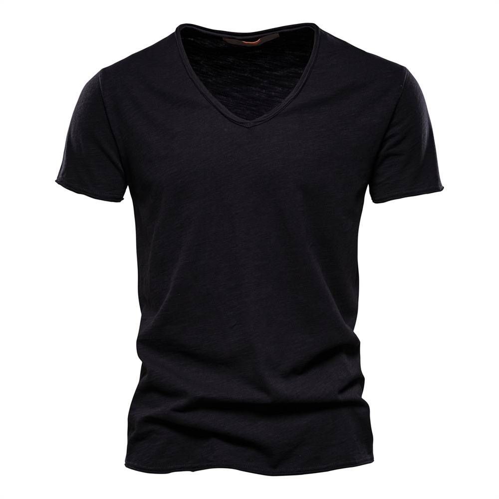 In The Summer Of 2025, Men's Casual V-neck Pure Cotton T-shirts Are Selling Well. Men's Short-sleeved Slimming V-neck T-shirts_viptrois.com
