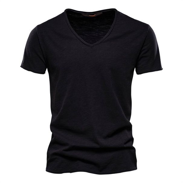 In The Summer Of 2025, Men's Casual V-neck Pure Cotton T-shirts Are Selling Well. Men's Short-sleeved Slimming V-neck T-shirts_viptrois.com