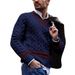 2026 European-USA Fashion Knitwear Pullovers Men's 100% Acrylic V-Neck Striped Splicing Long Sleeve Casual Loose Sweater_viptrois.com