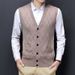 Men's Wool Blend V-Neck Sleeveless Sweater Vest - Casual Solid Color Pullover For Autumn, Slim Fit, Lightweight & Breathable_viptrois.com