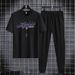 Men's Clothing Short Sleeved Trousers Suit Men's New Style Youth Men's Sports Leisure Round Neck Trendy Printed Two Piece Suit_viptrois.com